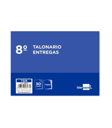 Talonario liderpapel entregas 8º original y 2 copias t328 apaisado